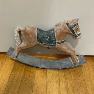 Vintage Rustic Distressed Wood Rocking Horse Wall Hanger